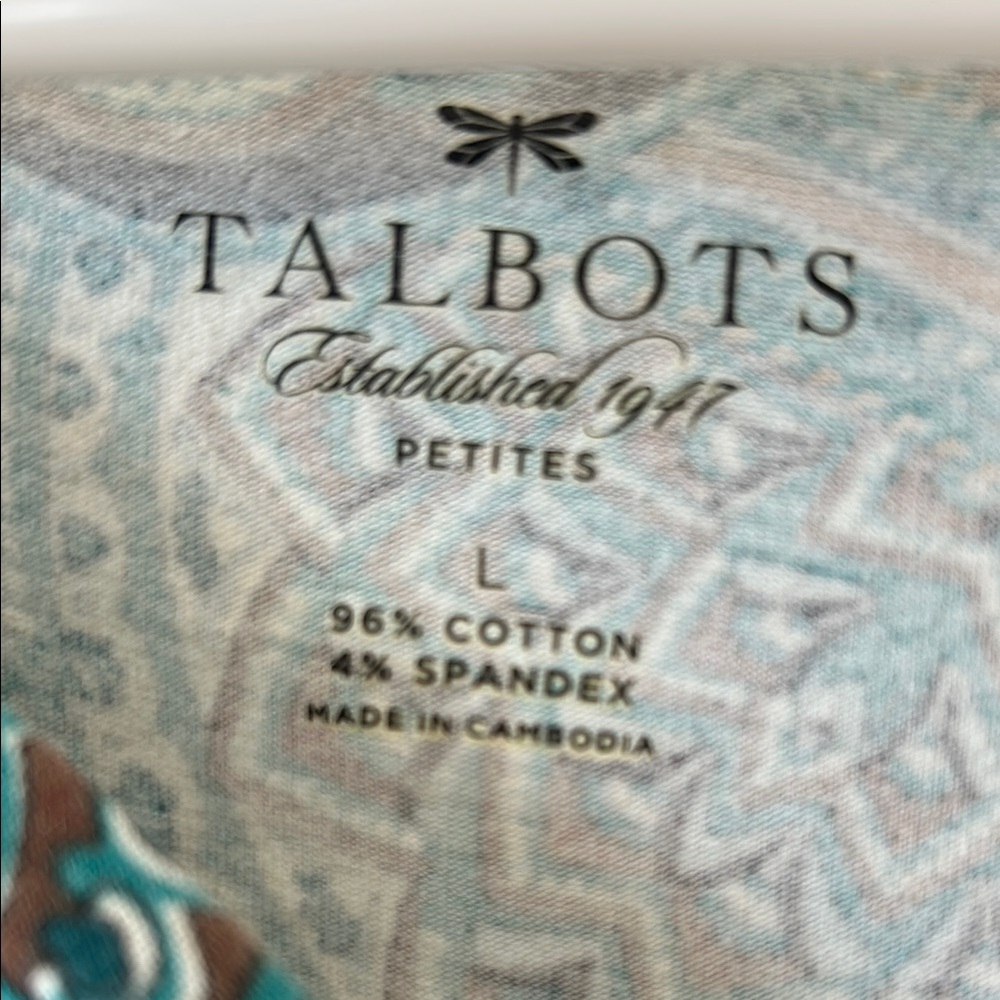 TALBOTS Teal and Brown Paisley Blouse - Picture 2 of 3